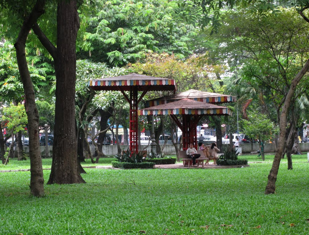 Công viên Lê Văn Tám với những thảm cỏ rộng lớn xanh mướt.